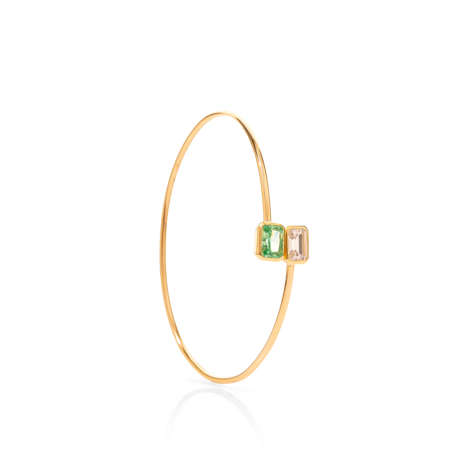 Emerald & Baguette Open Cuff Bracelet
