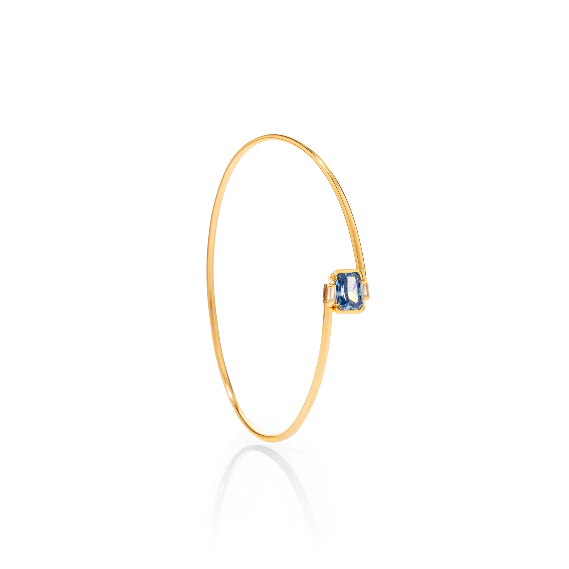 Blue Emerald-Cut Open Cuff Bracelet