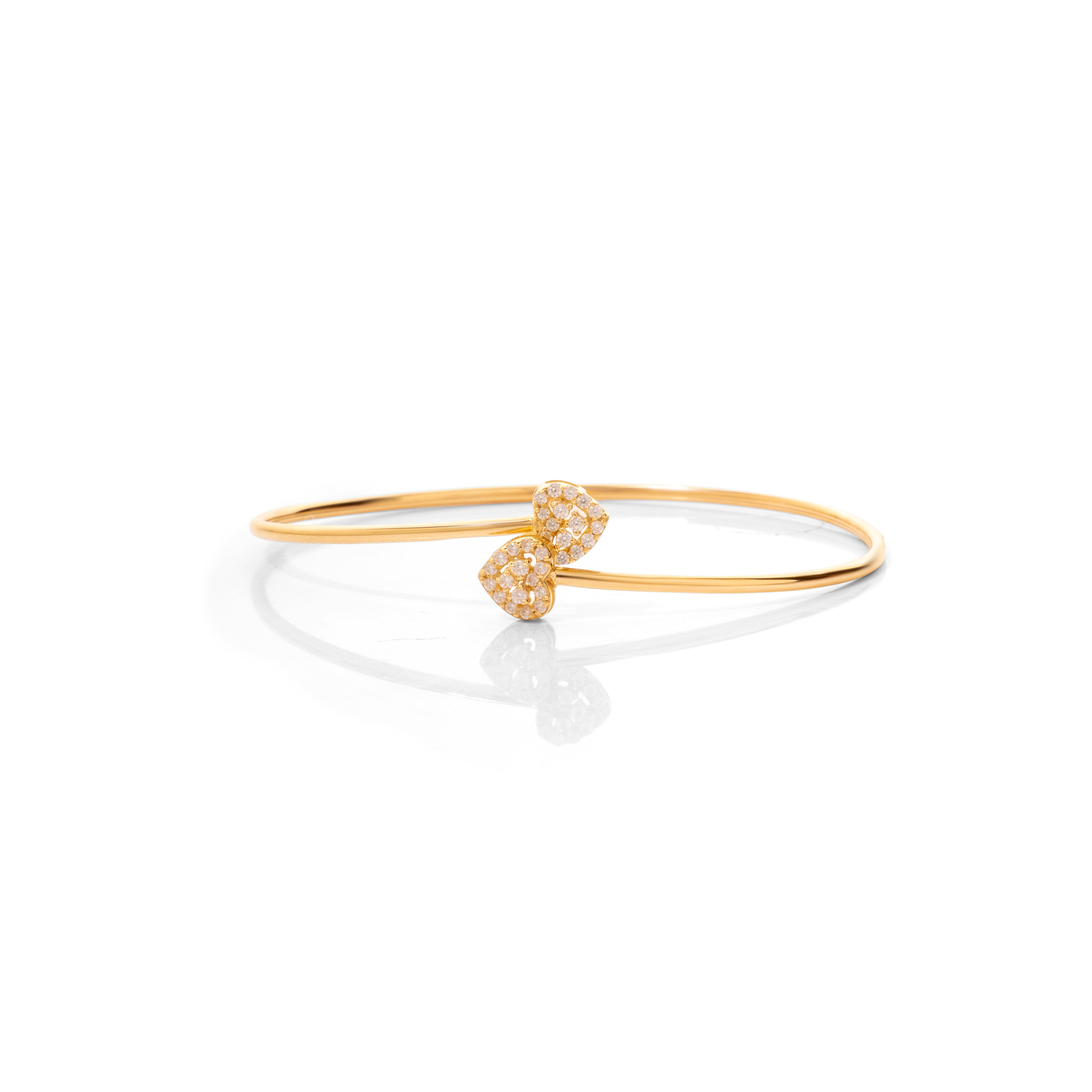 Leaf Motif Diamond Open Cuff Bracelet