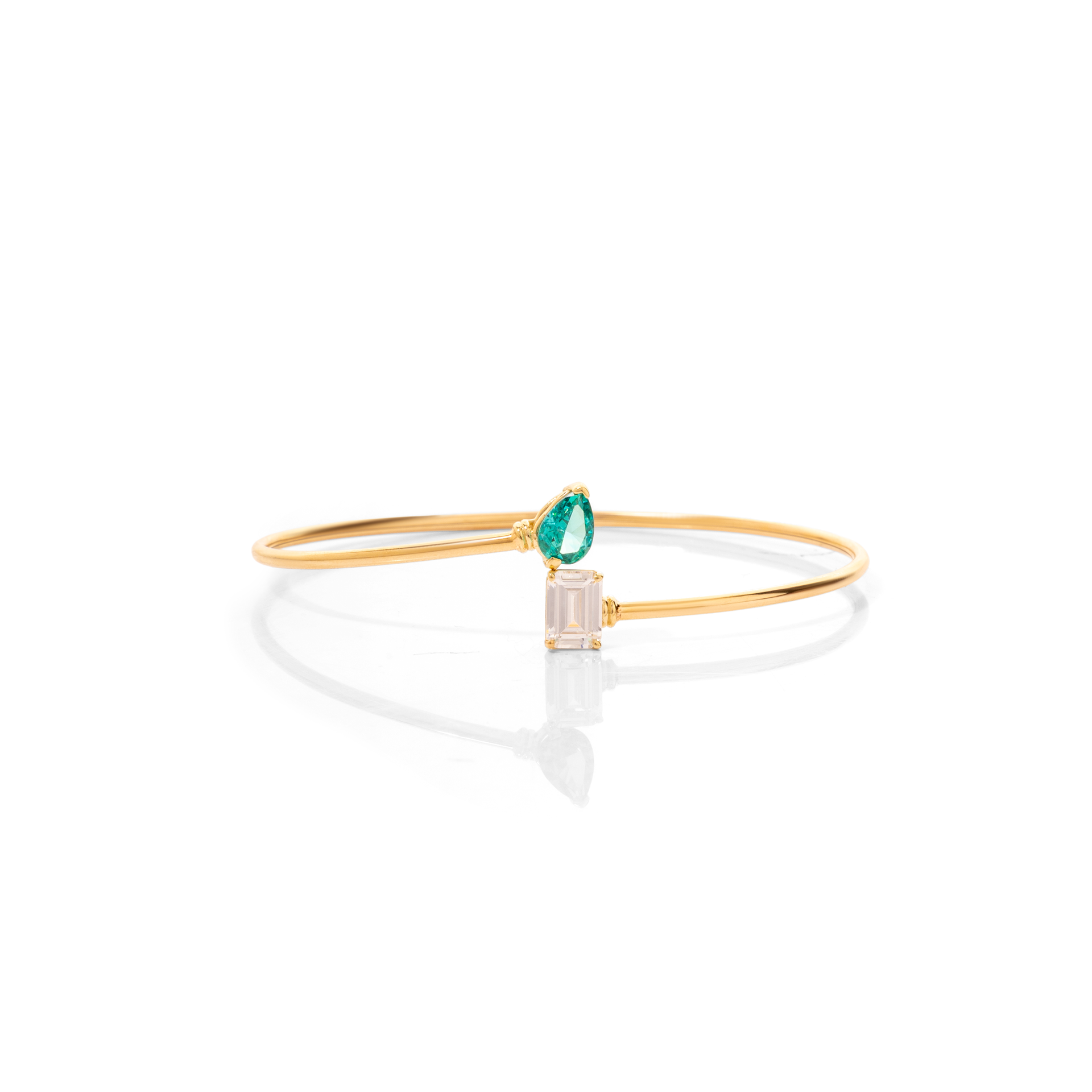Teardrop & Emerald-Cut Open Cuff Bracelet