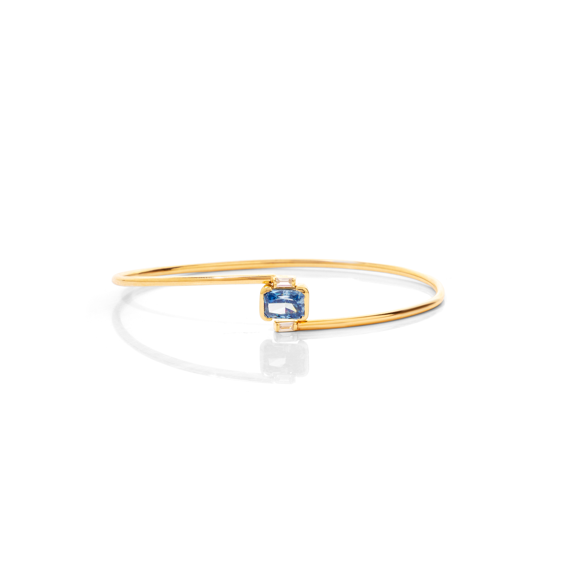 Blue Emerald-Cut Open Cuff Bracelet