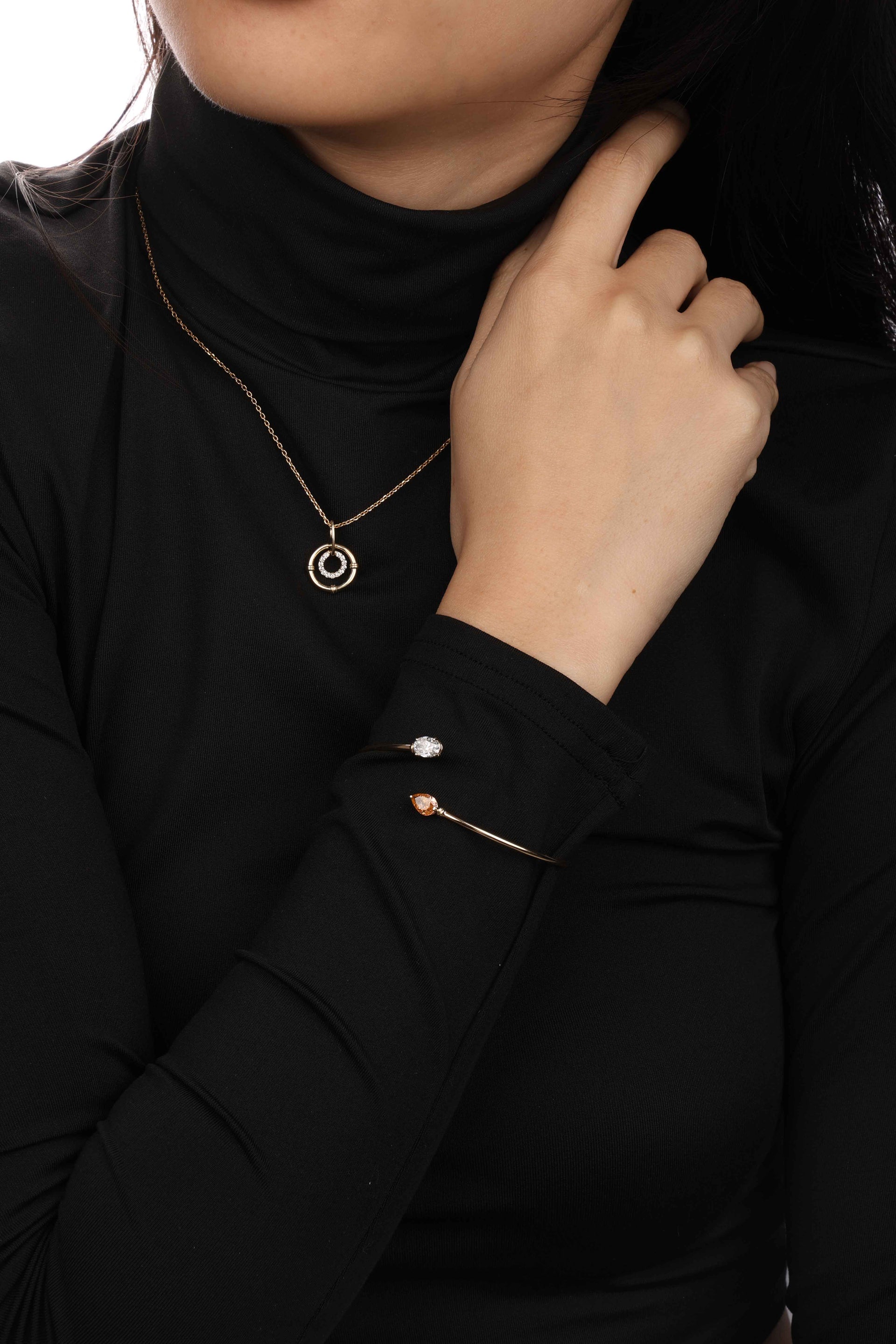 Classic Oval Twin-Stone Open Cuff Bracelet