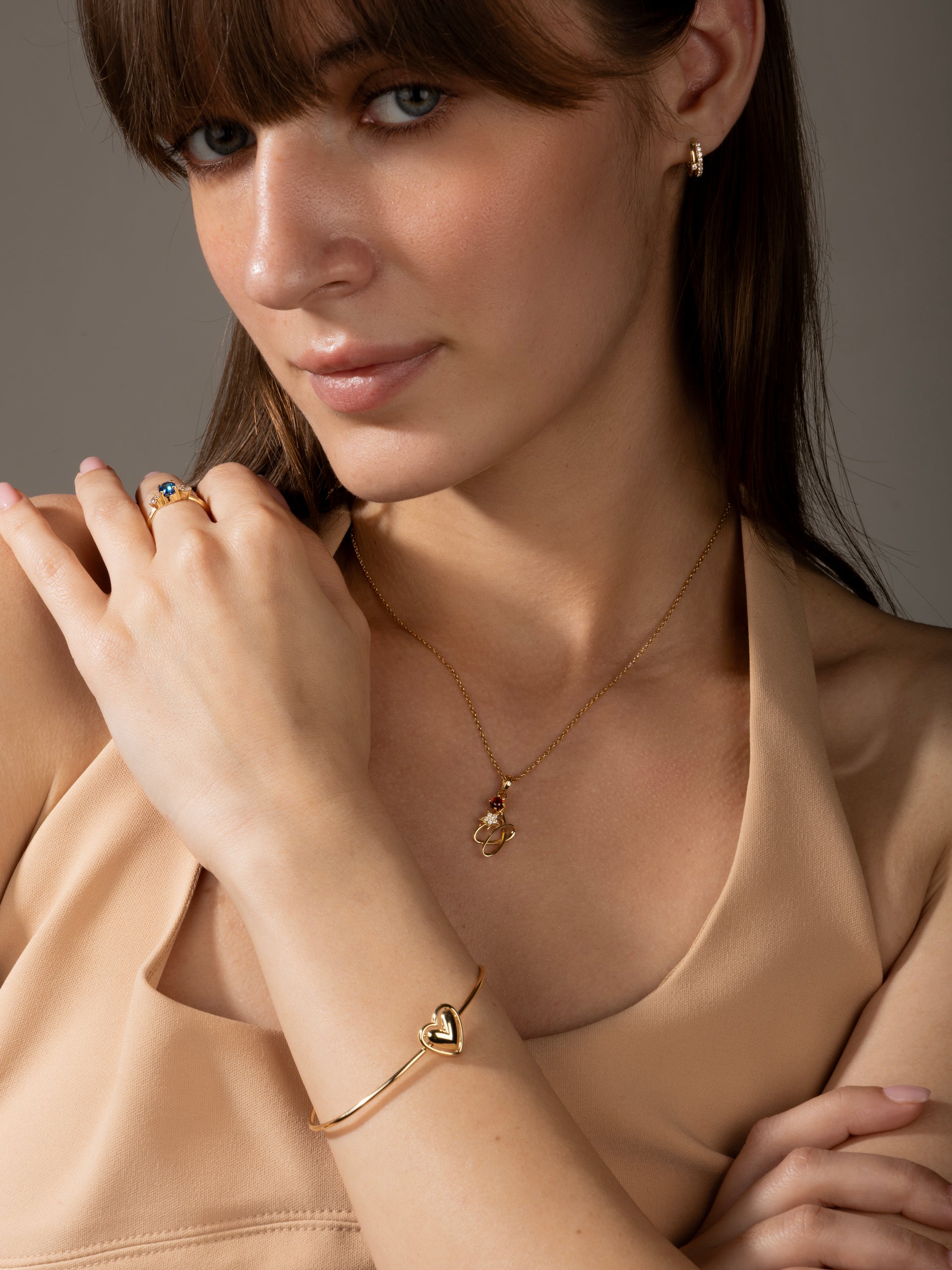 Diamond Pavé Heart Quad Cuff Bracelet