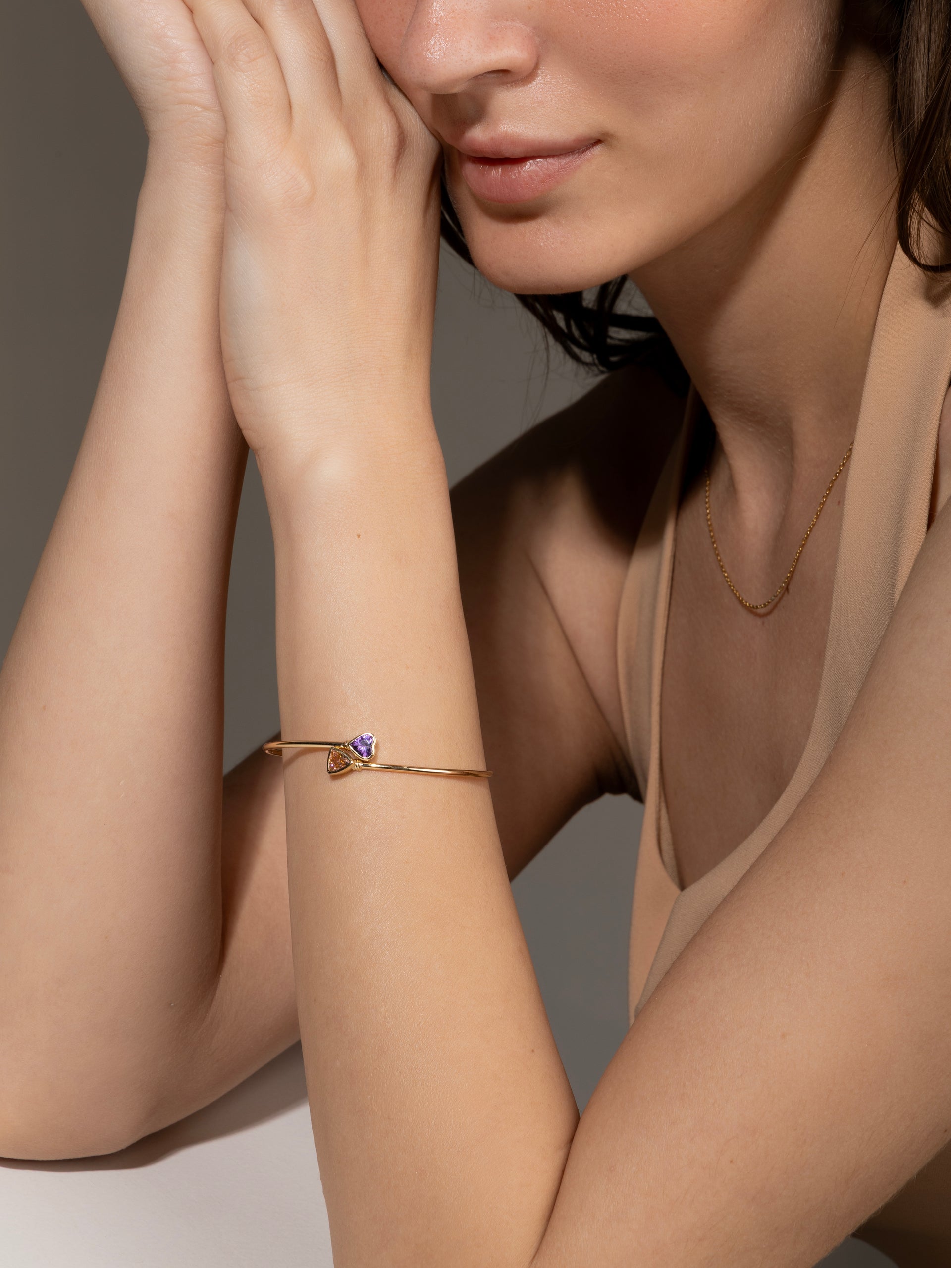 Twin Heart Open Cuff Bracelet