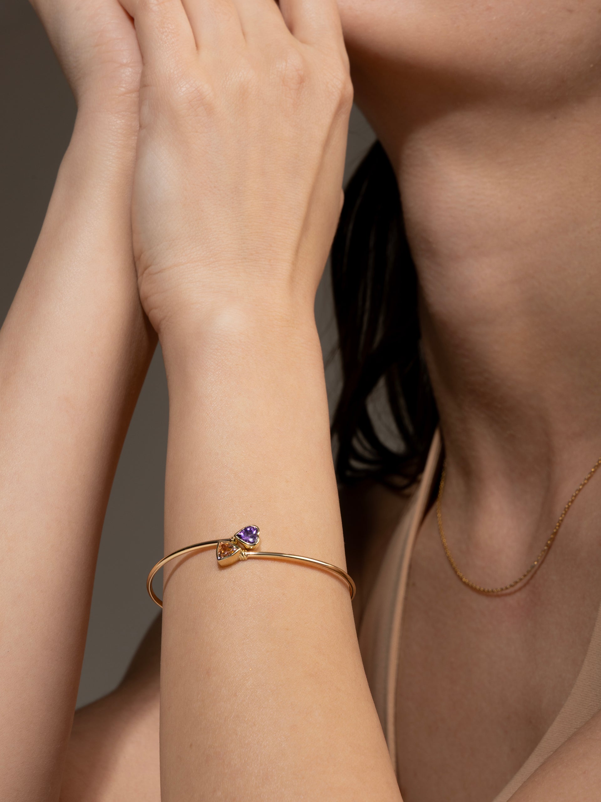 Twin Heart Open Cuff Bracelet