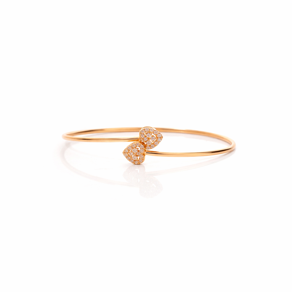 Leaf Motif Diamond Open Cuff Bracelet