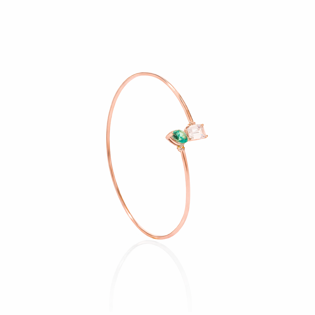 Teardrop & Emerald-Cut Open Cuff Bracelet